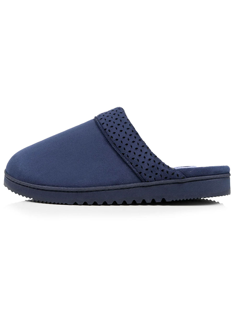 Isotoner Women's Navy Blue Notched Mule Slippers