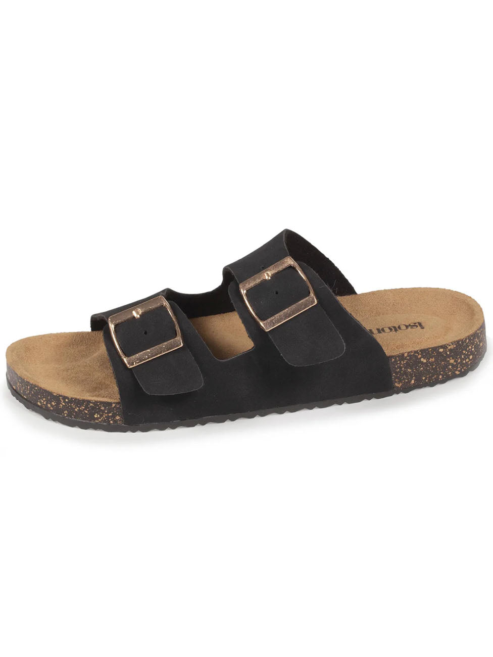 Isotoner Women's Double Strap Black Slippers