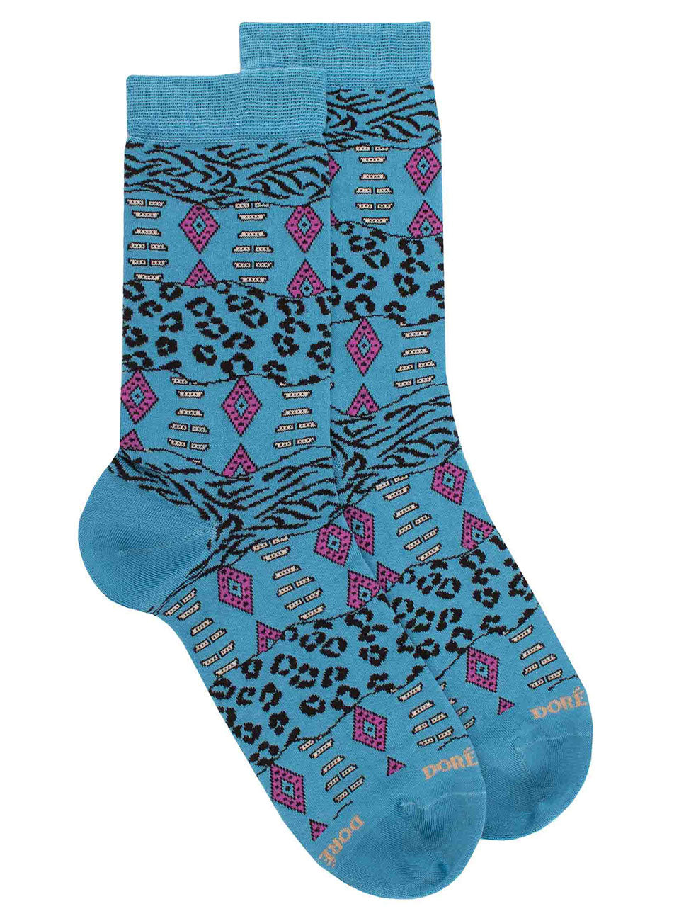 Doré Doré Cotton Socks With Zebra And Ethnic Repeat Patter