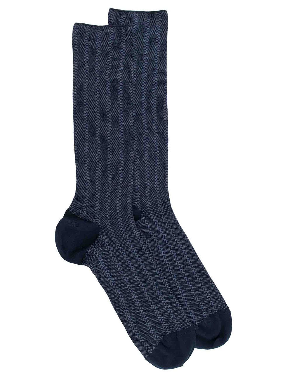 Doré Doré Men's Elastic Free Cotton Lisle Socks With Vertical Stripes