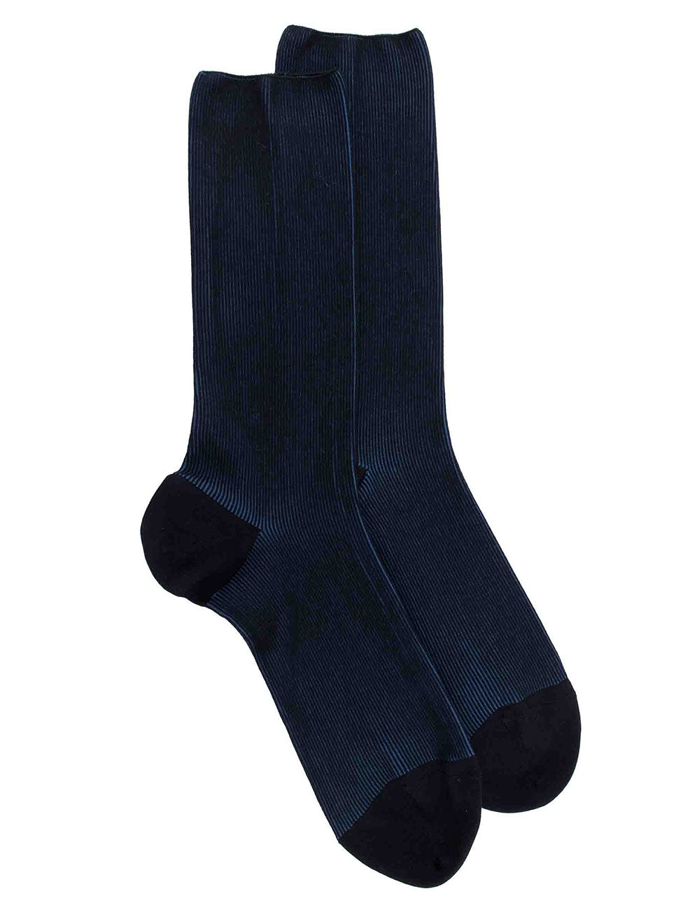 Doré Doré Men's Elastic Free Two Tone Ribbed Cotton Lisle Socks