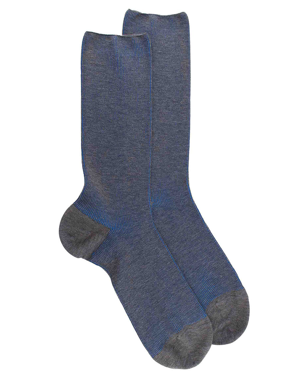 Doré Doré Men's Elastic Free Two Tone Ribbed Cotton Lisle Socks