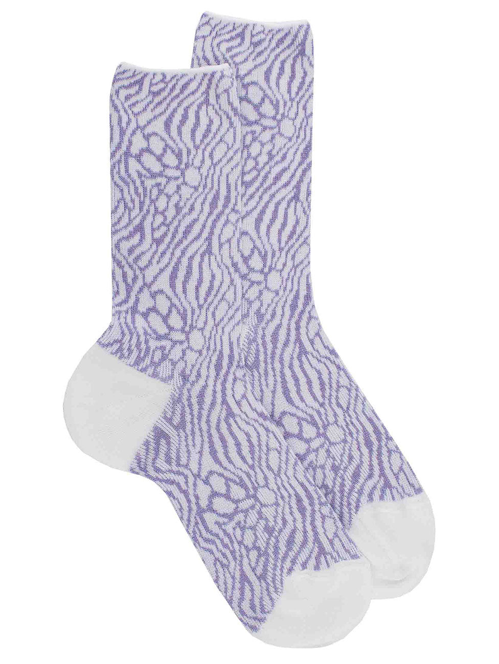 Doré Doré Cotton Lisle Elastic-Free Socks With Zebra Repeat Pattern