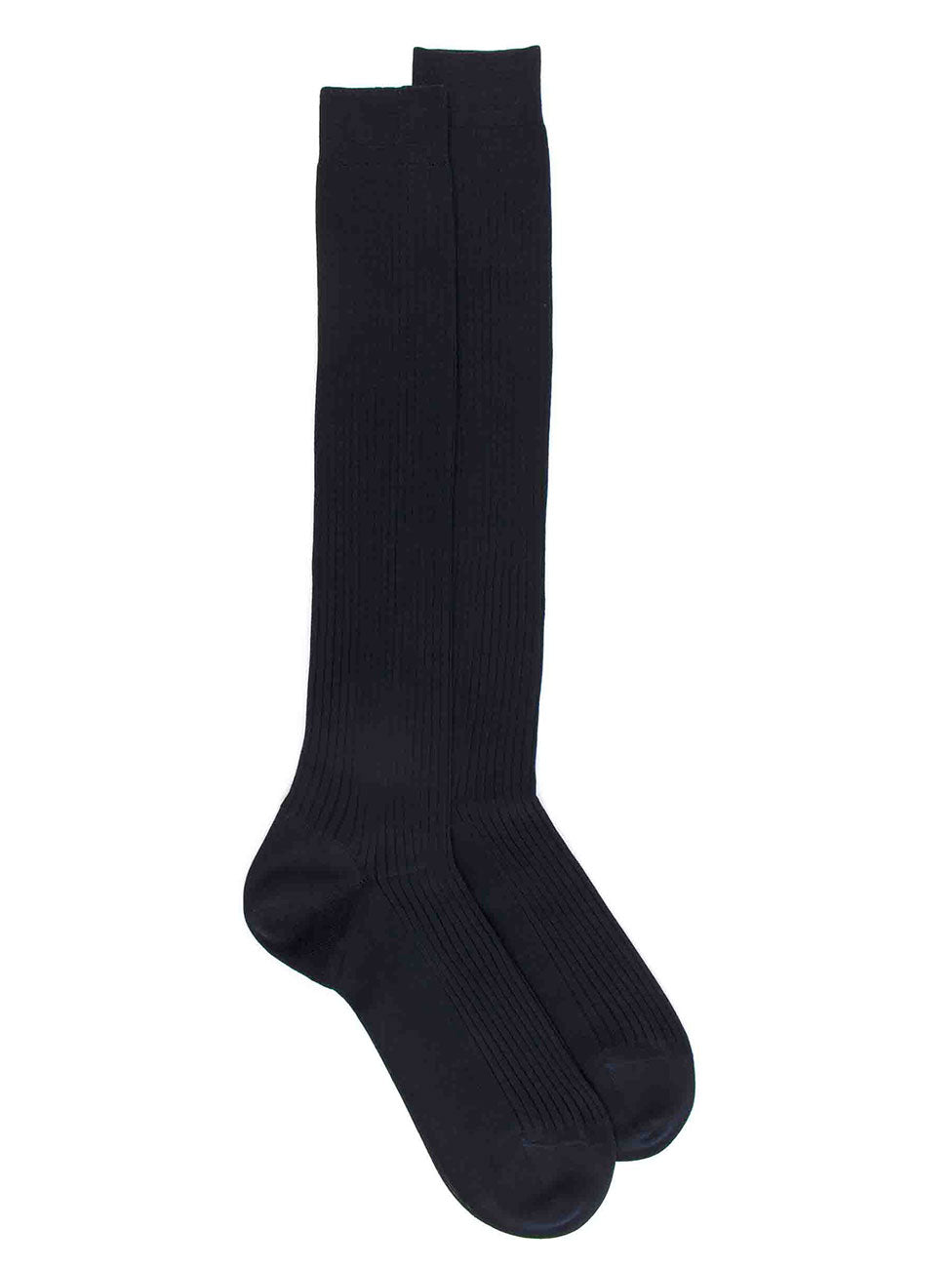 Doré Doré Men's Pure Cotton Lisle Ribbed Knee-High Socks