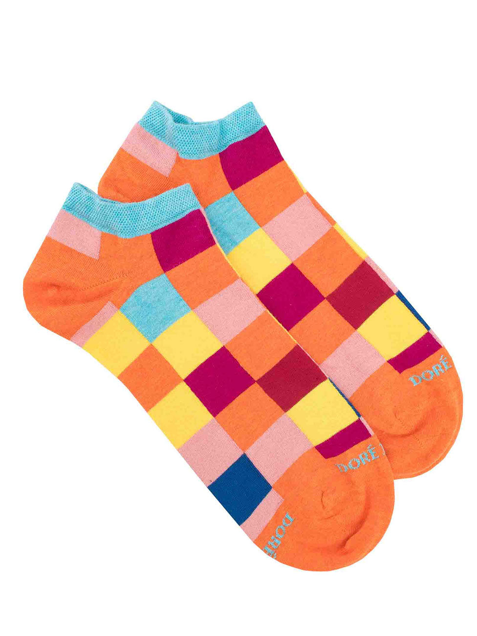 Doré Doré Checkered Egyptian Cotton Sneaker Socks