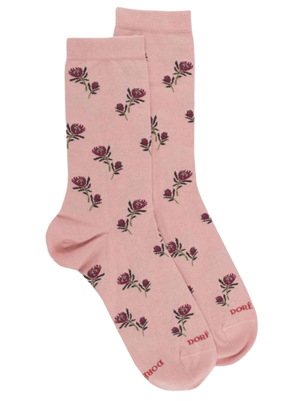 Doré Doré Cotton Lisle Socks With Flowers Repeat Pattern