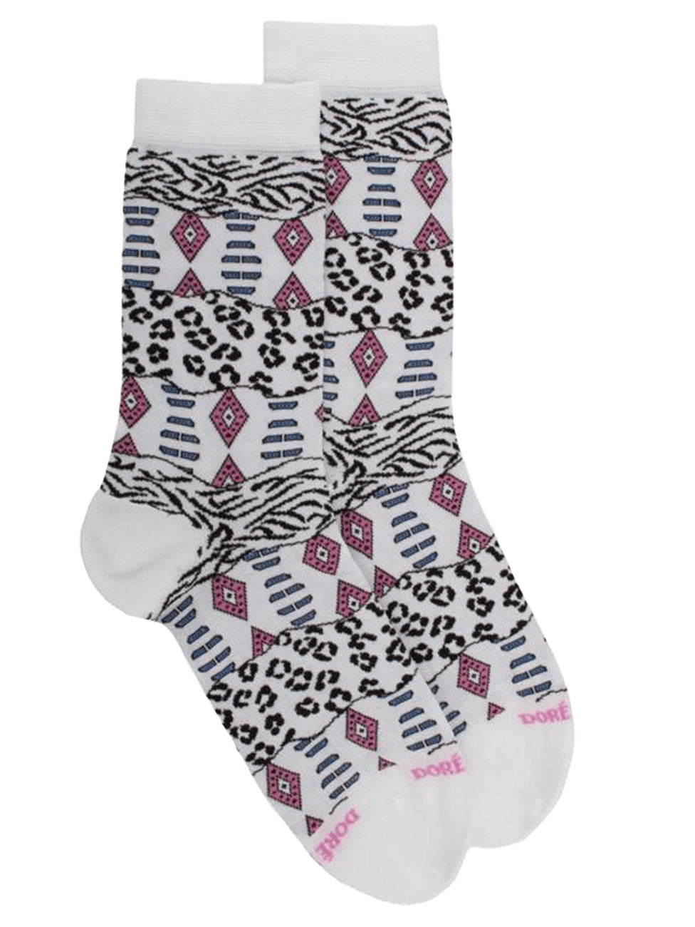 Doré Doré Cotton Socks With Zebra And Ethnic Repeat Patter