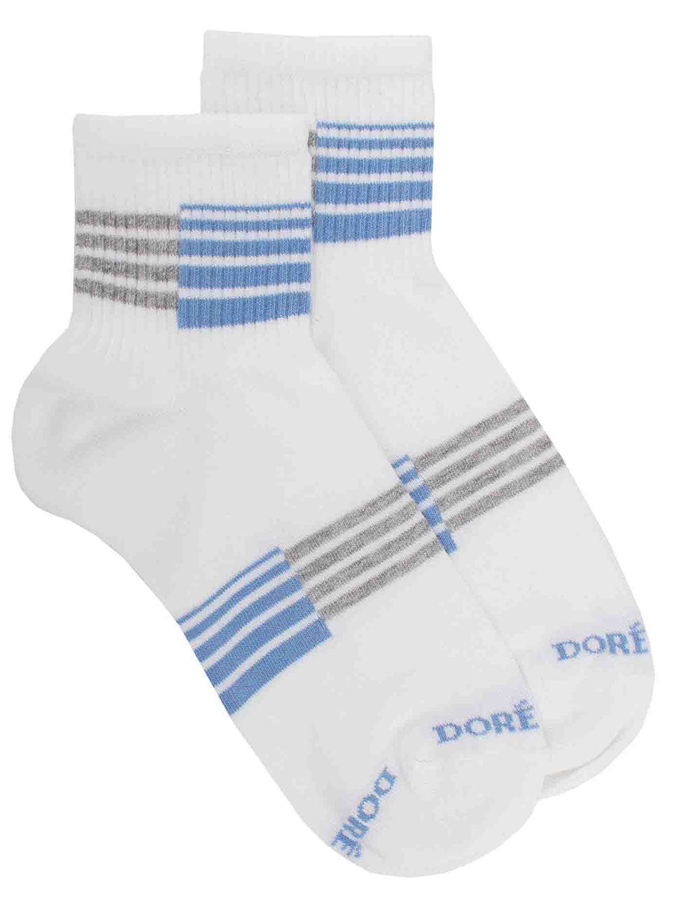 Doré Doré Cotton Ankle Socks With Sporty Stripes Pattern