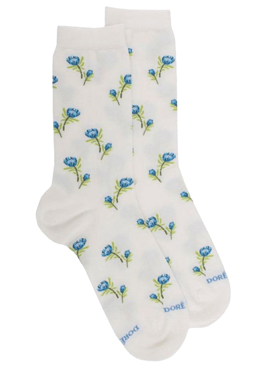 Doré Doré Cotton Lisle Socks With Flowers Repeat Pattern